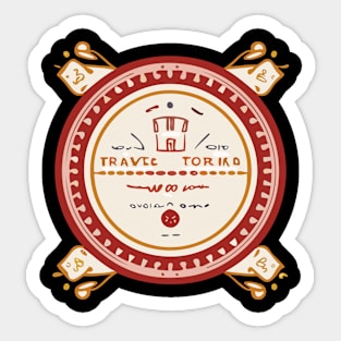 a vintage travel-themed t-shirt design with retro postcard illustrations faded colors and a distressed texture to give it an authentic retro look Sticker